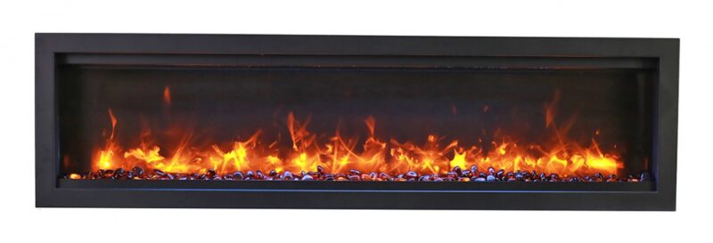 SYM60-FRONT-SABLE-YELLOW-FLAME-194-1200 SYMMETRY BESPOKE - 60" Clean face Electric Built-in with log and glass, black steel surround
