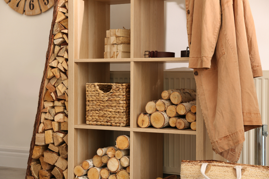 Firewood cabinet with storage