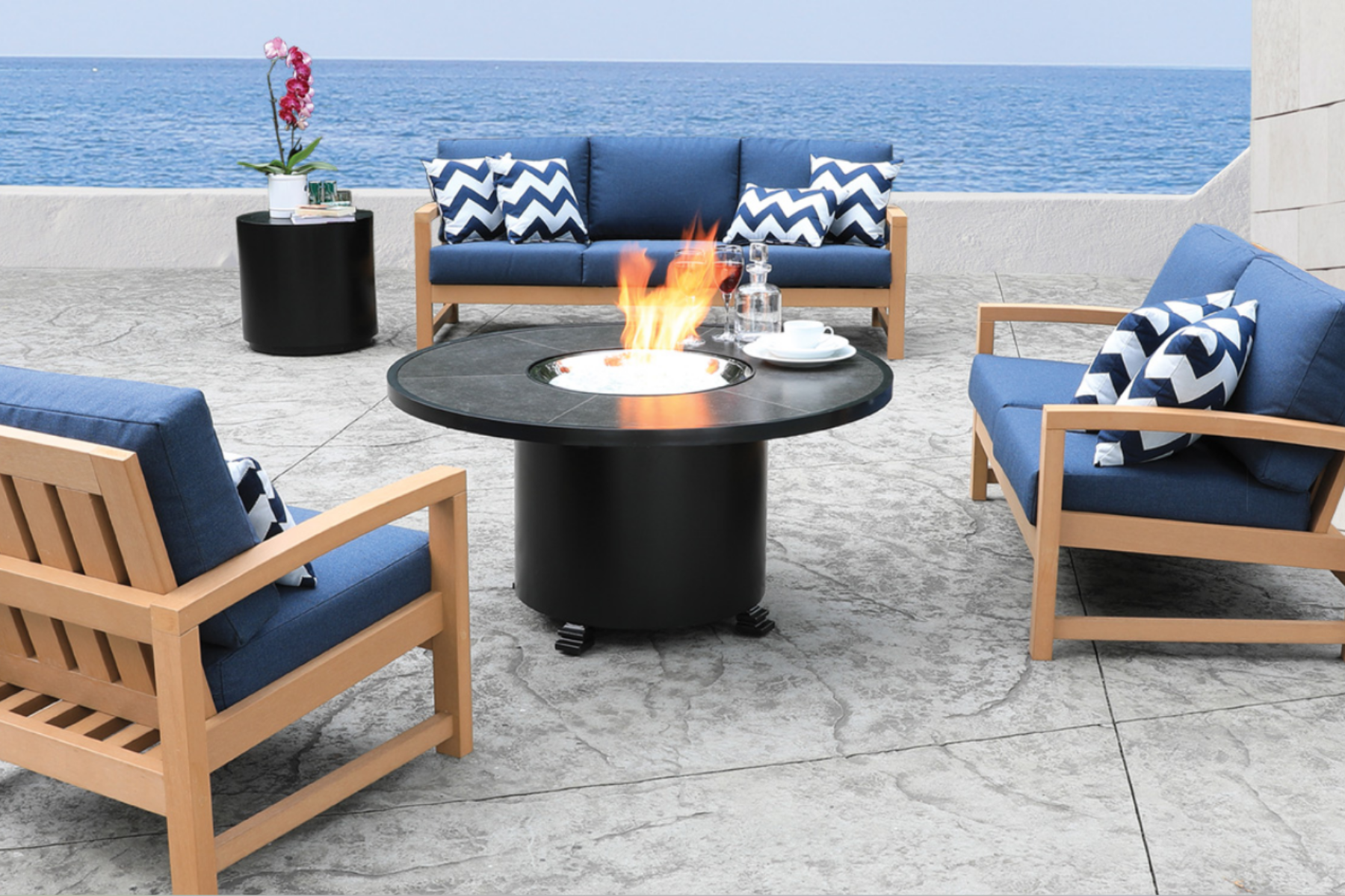 Nautical inspired patio set by Cabana Coast